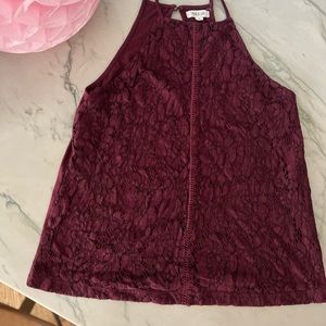 Taylor & Sage Lace halter top maroon sz S